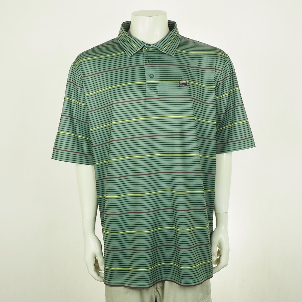 Cinch Polo Shirt Mens 2XL XXL Green Striped ArenaFlex Golf Casual Western Work